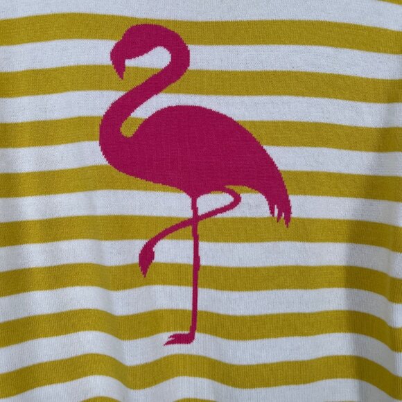 Mr Turk Mens Flamingo Stripe Sweater Yellow White Size XS - Picture 3 of 9